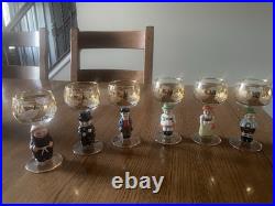 Goebel Hummel Figurine Stem Wine Glasses 14K Gold Trim Germany Lot of 6