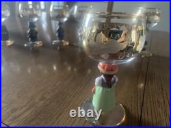 Goebel Hummel Figurine Stem Wine Glasses 14K Gold Trim Germany Lot of 6