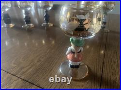 Goebel Hummel Figurine Stem Wine Glasses 14K Gold Trim Germany Lot of 6