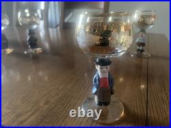 Goebel Hummel Figurine Stem Wine Glasses 14K Gold Trim Germany Lot of 6