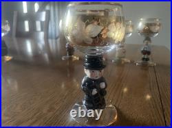 Goebel Hummel Figurine Stem Wine Glasses 14K Gold Trim Germany Lot of 6
