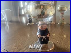 Goebel Hummel Figurine Stem Wine Glasses 14K Gold Trim Germany Lot of 6