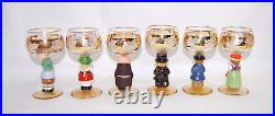 Goebel Hummel Figurine Stem Wine Glasses 14K Gold Trim Germany Lot of 6 M5126