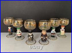 Goebel Hummel Figurine Stem Wine Glasses 14K Gold Trim Germany Lot of 6 Rare Goebel Hummel Figurine Stem Wine Glasses 14K Gold Trim Germany Lot of 6 Rare