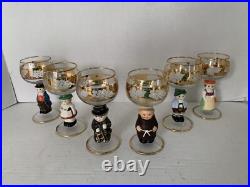 Goebel Hummel Figurine Stem Wine Glasses 14K Gold Trim Germany Lot of 6 Rare Goebel Hummel Figurine Stem Wine Glasses 14K Gold Trim Germany Lot of 6 Rare