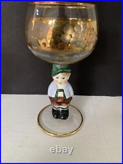 Goebel Hummel Figurine Stem Wine Glasses 14K Gold Trim Germany Lot of 6 Rare Goebel Hummel Figurine Stem Wine Glasses 14K Gold Trim Germany Lot of 6 Rare