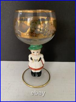 Goebel Hummel Figurine Stem Wine Glasses 14K Gold Trim Germany Lot of 6 Rare Goebel Hummel Figurine Stem Wine Glasses 14K Gold Trim Germany Lot of 6 Rare
