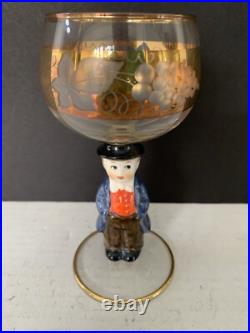 Goebel Hummel Figurine Stem Wine Glasses 14K Gold Trim Germany Lot of 6 Rare Goebel Hummel Figurine Stem Wine Glasses 14K Gold Trim Germany Lot of 6 Rare