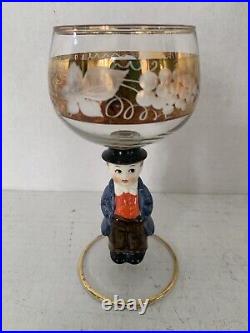 Goebel Hummel Figurine Stem Wine Glasses 14K Gold Trim Germany Lot of 6 Rare Goebel Hummel Figurine Stem Wine Glasses 14K Gold Trim Germany Lot of 6 Rare