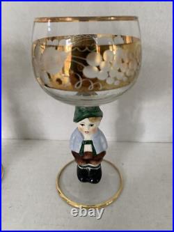 Goebel Hummel Figurine Stem Wine Glasses 14K Gold Trim Germany Lot of 6 Rare Goebel Hummel Figurine Stem Wine Glasses 14K Gold Trim Germany Lot of 6 Rare