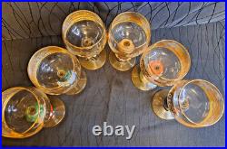 Goebel Hummel Figurine Wine Glasses Lot Of 6 Goblets Germany 14K Gold Trim