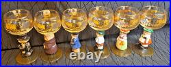 Goebel Hummel Figurine Wine Glasses Lot Of 6 Goblets Germany 14K Gold Trim