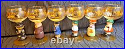 Goebel Hummel Figurine Wine Glasses Lot Of 6 Goblets Germany 14K Gold Trim