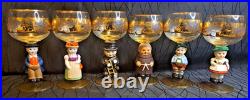 Goebel Hummel Figurine Wine Glasses Lot Of 6 Goblets Germany 14K Gold Trim