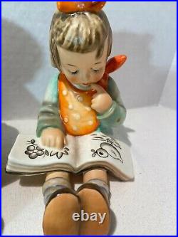 Goebel Hummel Figurines 14/A 14/B Bookworm Girl & Boy Reading Books 6 in