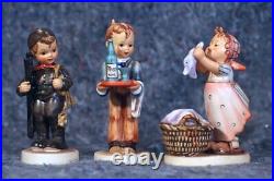 Goebel Hummel Figurines, Waiter, Washer, Chimney Sweep, Blue Collar, Nice Trio