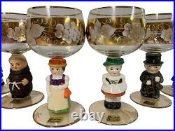 Goebel Hummel German Etched Gold Wine Glasses Goblet E&A Bockling