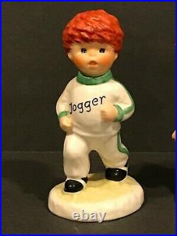 Goebel Hummel Jogger Redhead Boy & Girl Porcelain Figurines Signed Charlot BYJ