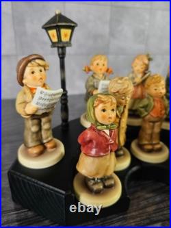 Goebel Hummel Kinder Choir Set 9 Figurines Wooden Display Lamp Post