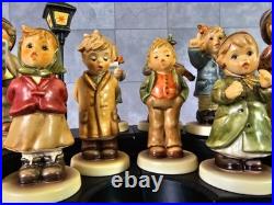 Goebel Hummel Kinder Choir Set 9 Figurines Wooden Display Lamp Post