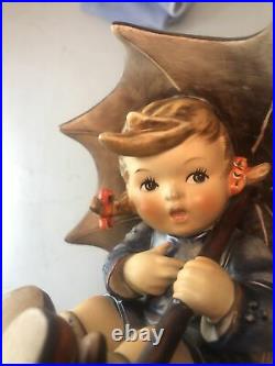 Goebel Hummel LARGE Umbrella Boy & Girl SIGNED 152/0 A/B 1957 Figurine