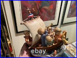 Goebel Hummel Land in Sight Figurine Statue 1992 Sailboat Children Rare Large