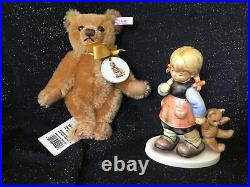 Goebel Hummel Me And My Shadow Figurine & Steiff Mohair Bear Limited Edition Set