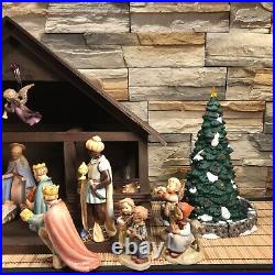 Goebel Hummel Nativity 18 Piece Set plus Manger/Crèche & Lighted Dept 56 Tree