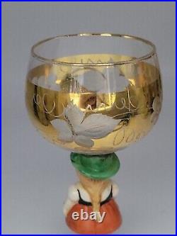 Goebel Hummel Stem Set of 6 14KT Gold Etched Grape Cordial Wine Glasses Germany