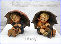 Goebel Hummel Umbrella 5 Boy Girl 152/0 A & B, West Germany 1957
