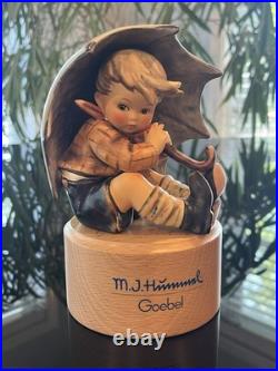 Goebel Hummel Umbrella Boy #152/A/0, 4.75 signed full bee AND wood stand Goebel Hummel Umbrella Boy #152/A/0, 4.75 signed full bee AND wood stand