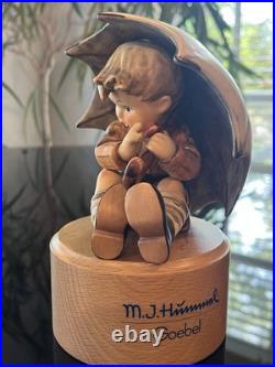 Goebel Hummel Umbrella Boy #152/A/0, 4.75 signed full bee AND wood stand Goebel Hummel Umbrella Boy #152/A/0, 4.75 signed full bee AND wood stand