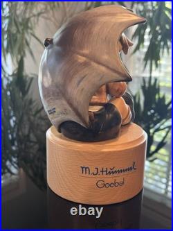 Goebel Hummel Umbrella Boy #152/A/0, 4.75 signed full bee AND wood stand Goebel Hummel Umbrella Boy #152/A/0, 4.75 signed full bee AND wood stand