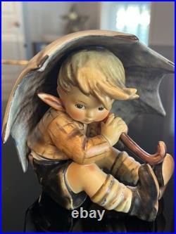 Goebel Hummel Umbrella Boy #152/A/0, 4.75 signed full bee AND wood stand Goebel Hummel Umbrella Boy #152/A/0, 4.75 signed full bee AND wood stand