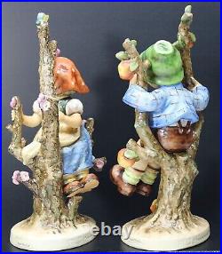 Goebel M. I. Hummel figurine # 141/V & 142/V APPLE TREE pair large 10 tall, TMK5