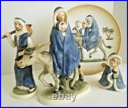 Goebel Robson FLIGHT INTO EGYPT Nativity Figures Mary Jesus Joseph Angel & Plate
