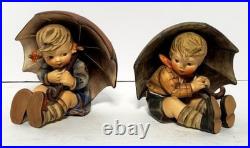 HUMMEL 5 UMBRELLA BOY 182/0 A 5 & UMBRELLA GIRL 152/0 B Etched w- 1957 Goebel