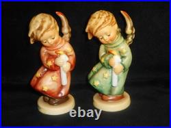 HUMMEL FIGURES 755/0 HEAVENLY ANGEL GREEN GOWN SIGNED/ROSE GOWN withROUND BASES MT