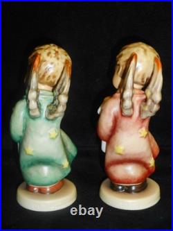 HUMMEL FIGURES 755/0 HEAVENLY ANGEL GREEN GOWN SIGNED/ROSE GOWN withROUND BASES MT