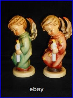 HUMMEL FIGURES 755/0 HEAVENLY ANGEL GREEN GOWN SIGNED/ROSE GOWN withROUND BASES MT