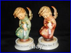 HUMMEL FIGURES 755/0 HEAVENLY ANGEL GREEN GOWN SIGNED/ROSE GOWN withROUND BASES MT