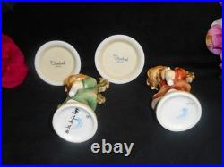 HUMMEL FIGURES 755/0 HEAVENLY ANGEL GREEN GOWN SIGNED/ROSE GOWN withROUND BASES MT