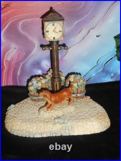 HUMMEL FIGURES SUNFLOWER GIRL 2195 4/0 & BOY 2219 withCLOCK TOWER HUMMELSCAPE /DOG