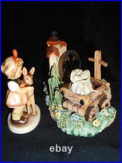 HUMMEL FIGURE 136 4/0 FRIENDS withFAWN & RARE #1069-D FARM FRIENDS HUMMELSCAPE