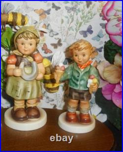HUMMEL FIGURINES 2379 MY LITTLE HORSESHOE & 2293 PARLOR PAL withICE CREAMS MINT