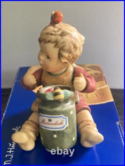 HUMMEL FIGURINE #2249 MARMALADE LOVER withGREEN MARMALADE POT #152710 MINT withBOX