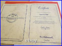 HUMMEL GOEBEL LAND IN SIGHT #190, Hum 530 Limited Ed Box, Medal/Certificate