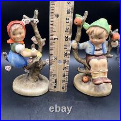 Hummel 1950-1955 Goebel Apple Tree BOY & GIRL 4 2 Figurines Full BEE Mark TMK2