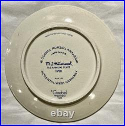 Hummel Figure Plate 1981 Hand Painted Goebel Porcelain W Germany Umbrella Boy