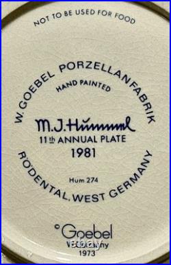 Hummel Figure Plate 1981 Hand Painted Goebel Porcelain W Germany Umbrella Boy